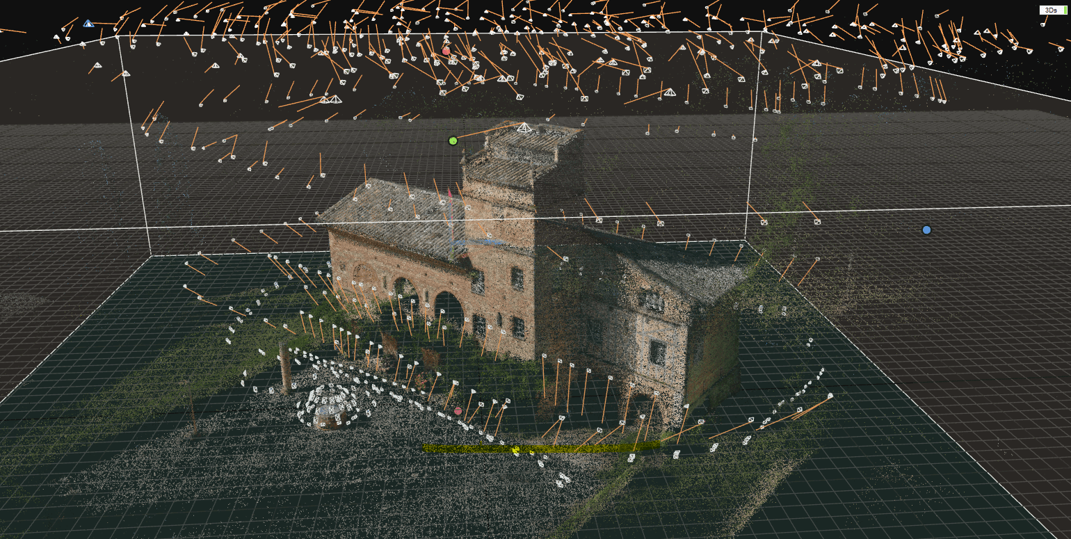 Reconstruction 3D par photogrammétrie : nuage de points d'un bâtiment